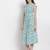 Altiven Women's Blue Rayon Printed Sleeveless Collar Neck Casual Dress