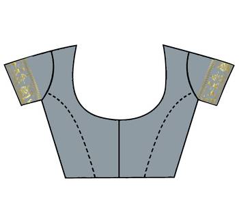 Grey Woven silk blend Saree With Blouse 4