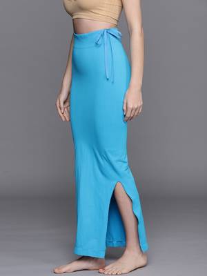 Light Blue Solid Micro Fiber Saree Shapewear 3