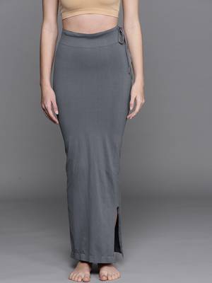 Charcoal Grey Solid Micro Fiber Saree Shapewear 1