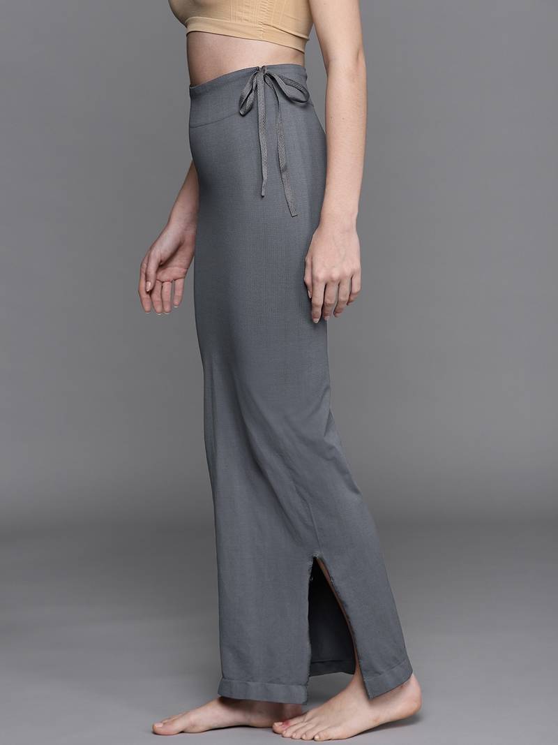Charcoal Grey Solid Micro Fiber Saree Shapewear