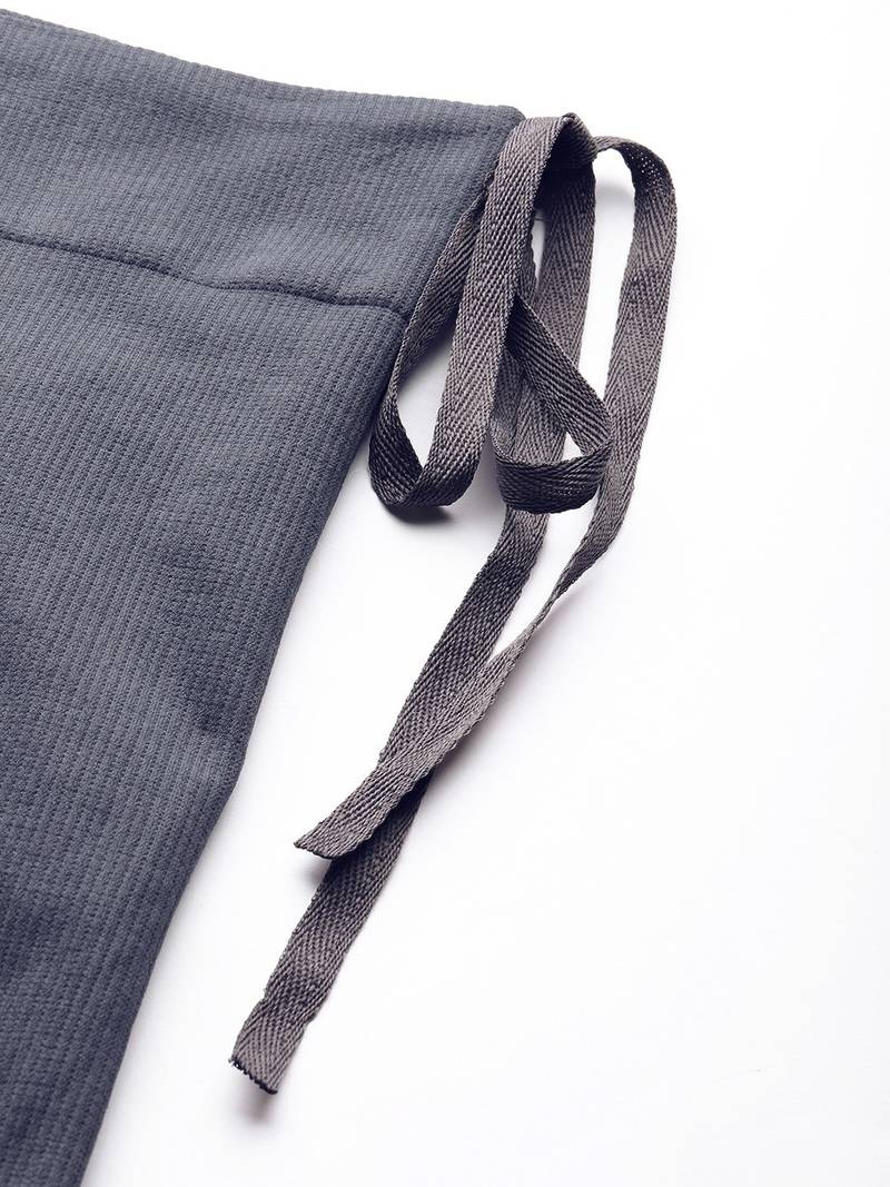 Charcoal Grey Solid Micro Fiber Saree Shapewear