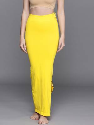 Yellow Solid Micro Saree Shapewear 1
