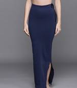 Navy Blue Solid Micro Fiber Saree Shapewear