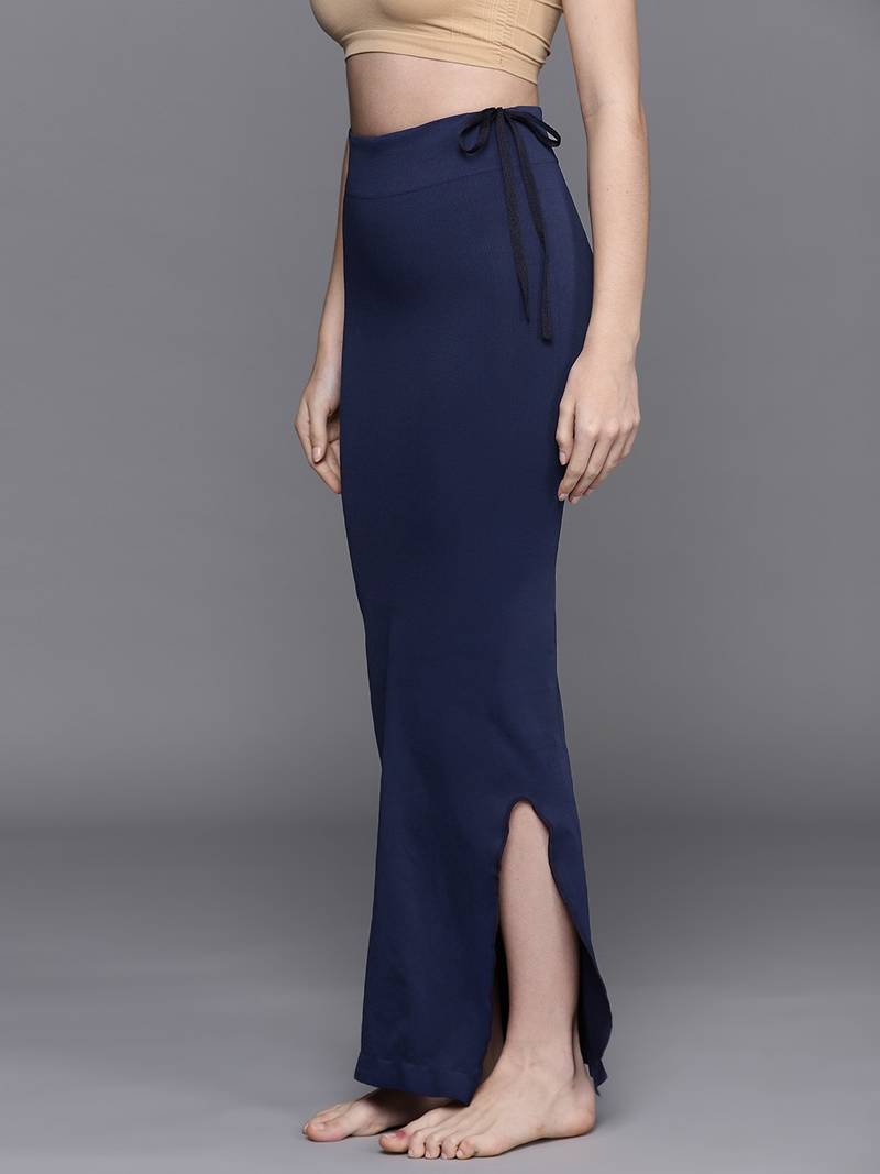 Navy Blue Solid Micro Fiber Saree Shapewear