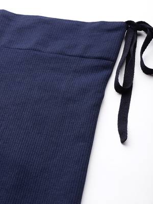 Navy Blue Solid Micro Fiber Saree Shapewear 4