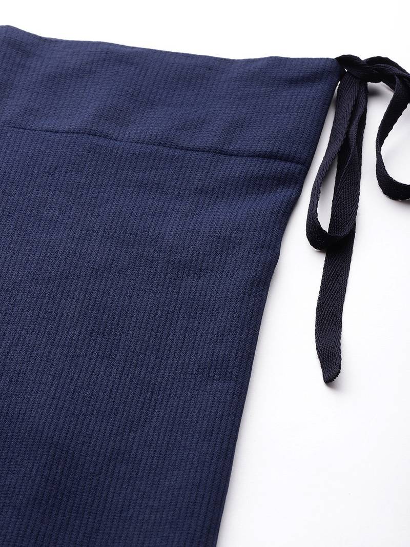 Navy Blue Solid Micro Fiber Saree Shapewear