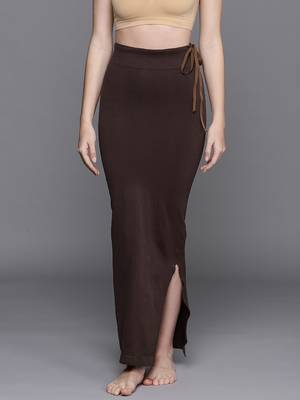 Brown Solid Micro Fiber Saree Shapewear 1