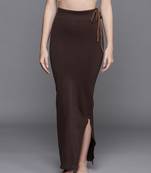 Brown Solid Micro Fiber Saree Shapewear
