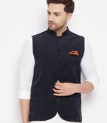 Blue woven_x000D_
 poly ryon nehru jacket
