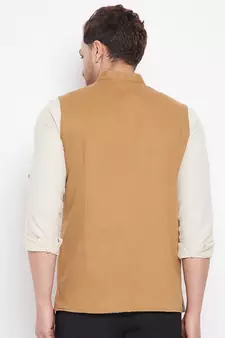 Brown woven_x000D_
 poly ryon nehru jacket