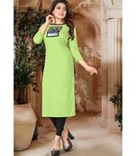 CLOTH BOOST Presenting Rayon printed Full Sleeve Light Green Kurti