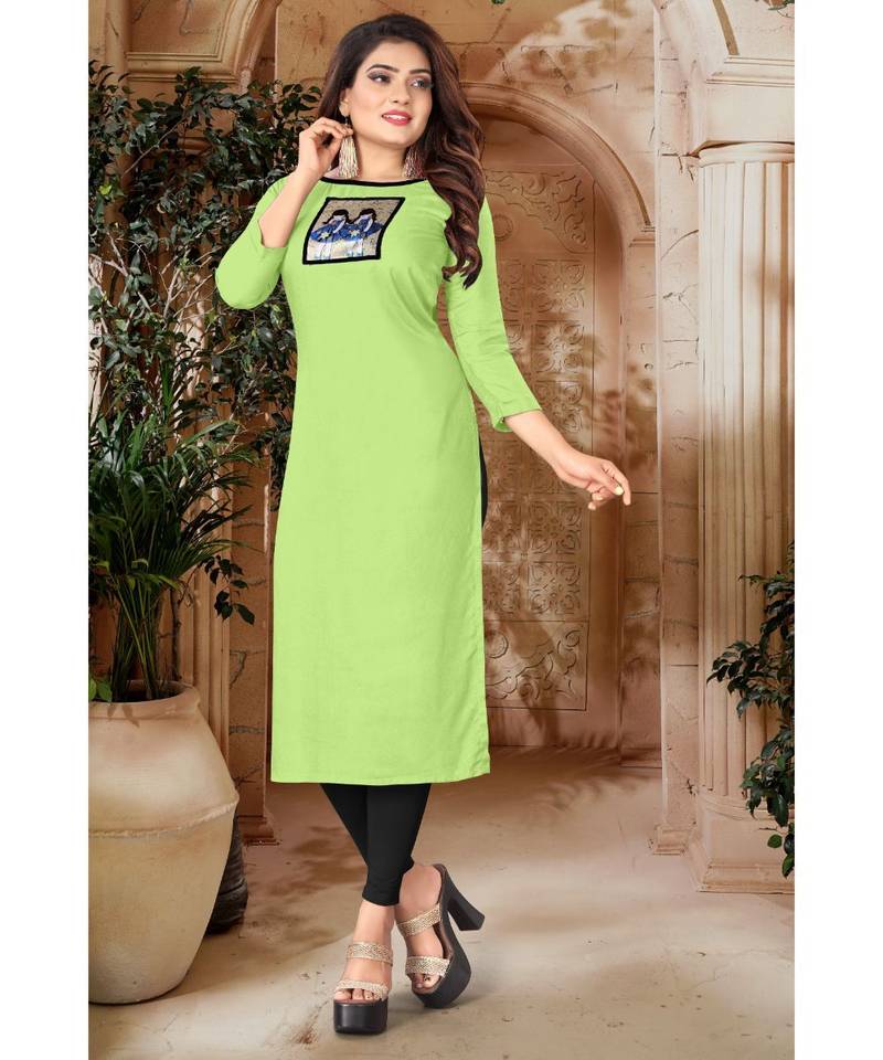 CLOTH BOOST Presenting Rayon printed Full Sleeve Light Green Kurti