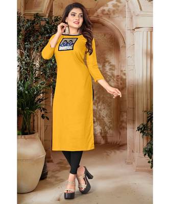 CLOTH BOOST Presenting Rayon printed Full Sleeve Yellow Kurti 1