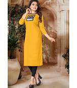 CLOTH BOOST Presenting Rayon printed Full Sleeve Yellow Kurti