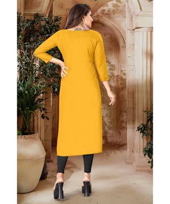 CLOTH BOOST Presenting Rayon printed Full Sleeve Yellow Kurti 2