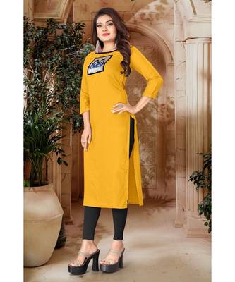 CLOTH BOOST Presenting Rayon printed Full Sleeve Yellow Kurti 3