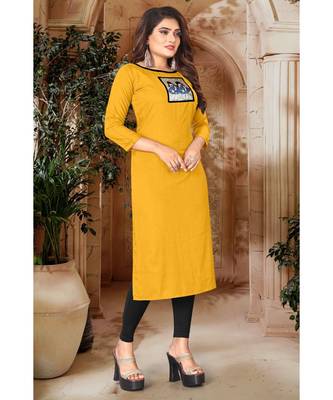 CLOTH BOOST Presenting Rayon printed Full Sleeve Yellow Kurti 4