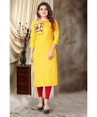 CLOTH BOOST Presenting Rayon printed Full Sleeve Yellow Kurti 1