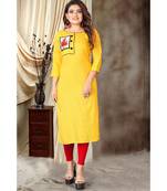 CLOTH BOOST Presenting Rayon printed Full Sleeve Yellow Kurti