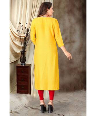 CLOTH BOOST Presenting Rayon printed Full Sleeve Yellow Kurti 2