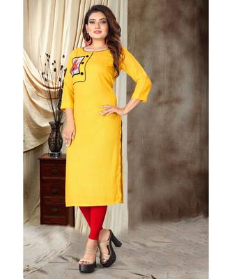 CLOTH BOOST Presenting Rayon printed Full Sleeve Yellow Kurti 3