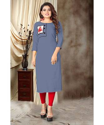 CLOTH BOOST Presenting Rayon printed Full Sleeve Grey Kurti 1