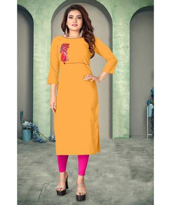 CLOTH BOOST Presenting Rayon printed Full Sleeve Yellow Kurti 1