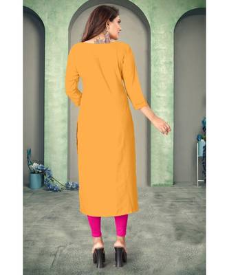 CLOTH BOOST Presenting Rayon printed Full Sleeve Yellow Kurti 2