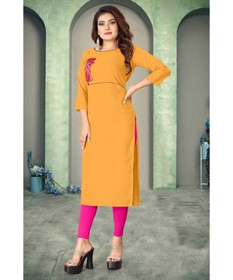 CLOTH BOOST Presenting Rayon printed Full Sleeve Yellow Kurti 3