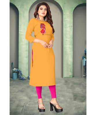 CLOTH BOOST Presenting Rayon printed Full Sleeve Yellow Kurti 4