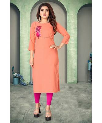 CLOTH BOOST Presenting Rayon printed Full Sleeve Orange Kurti 1