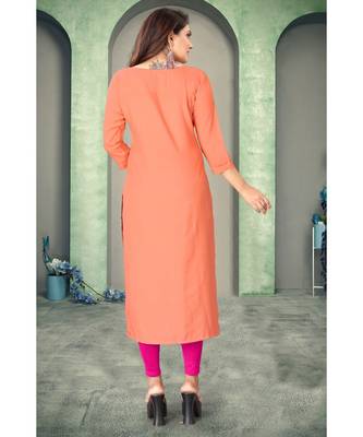 CLOTH BOOST Presenting Rayon printed Full Sleeve Orange Kurti 2