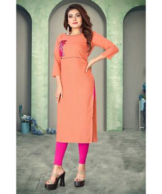 CLOTH BOOST Presenting Rayon printed Full Sleeve Orange Kurti 3