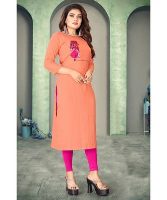 CLOTH BOOST Presenting Rayon printed Full Sleeve Orange Kurti 4