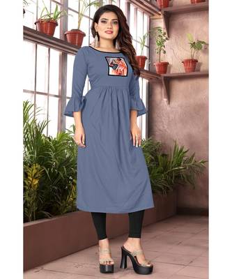 CLOTH BOOST Presenting Rayon printed Full Sleeve Grey Kurti 4