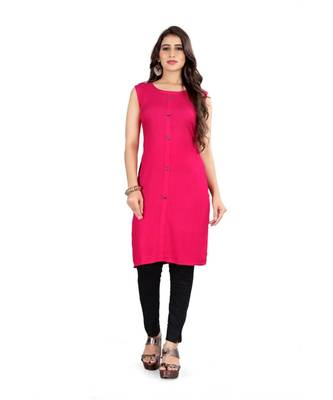 CLOTH BOOST Presenting Rayon printed Short Sleeve Pink Kurti 1