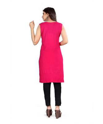 CLOTH BOOST Presenting Rayon printed Short Sleeve Pink Kurti 2
