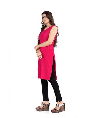 CLOTH BOOST Presenting Rayon printed Short Sleeve Pink Kurti 3