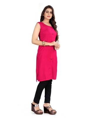 CLOTH BOOST Presenting Rayon printed Short Sleeve Pink Kurti 4