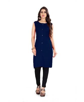 CLOTH BOOST Presenting Rayon printed Short Sleeve Blue Kurti 1