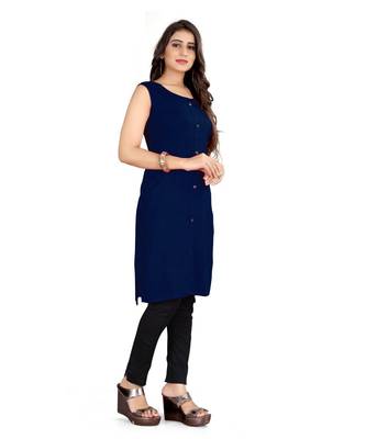 CLOTH BOOST Presenting Rayon printed Short Sleeve Blue Kurti 4