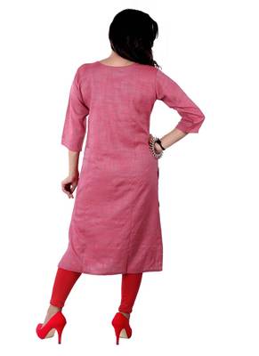 Pink Colour Rayon Floral Embroidered Designer Straight Kurti 2