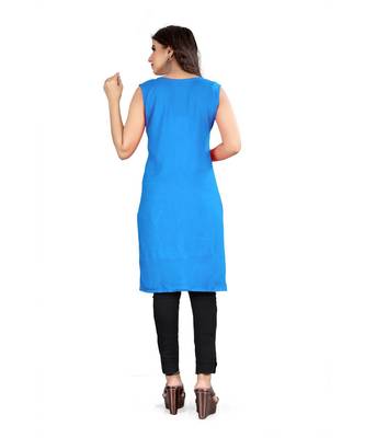 CLOTH BOOST Presenting Rayon printed Short Sleeve Lightblue Kurti 2