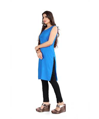 CLOTH BOOST Presenting Rayon printed Short Sleeve Lightblue Kurti 3