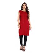 CLOTH BOOST Presenting Rayon printed Short Sleeve Red Kurti