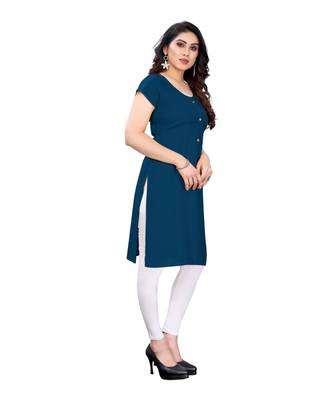 CLOTH BOOST Presenting Rayon printed Short Sleeve Blue Kurti 3