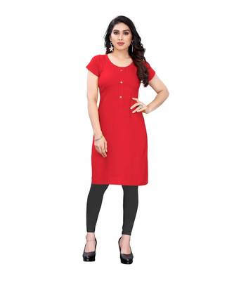 CLOTH BOOST Presenting Rayon printed Short Sleeve Red Kurti 1