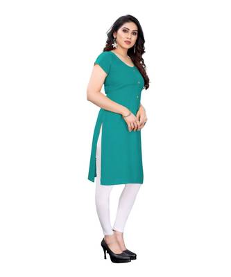 CLOTH BOOST Presenting Rayon printed Short Sleeve Light Green Kurti 3