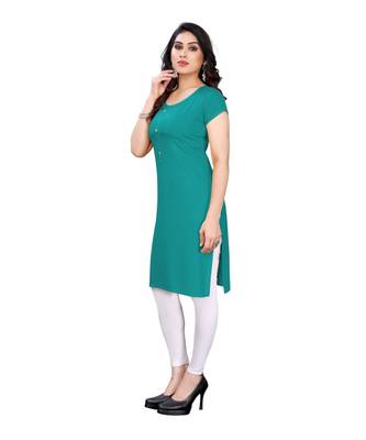 CLOTH BOOST Presenting Rayon printed Short Sleeve Light Green Kurti 4